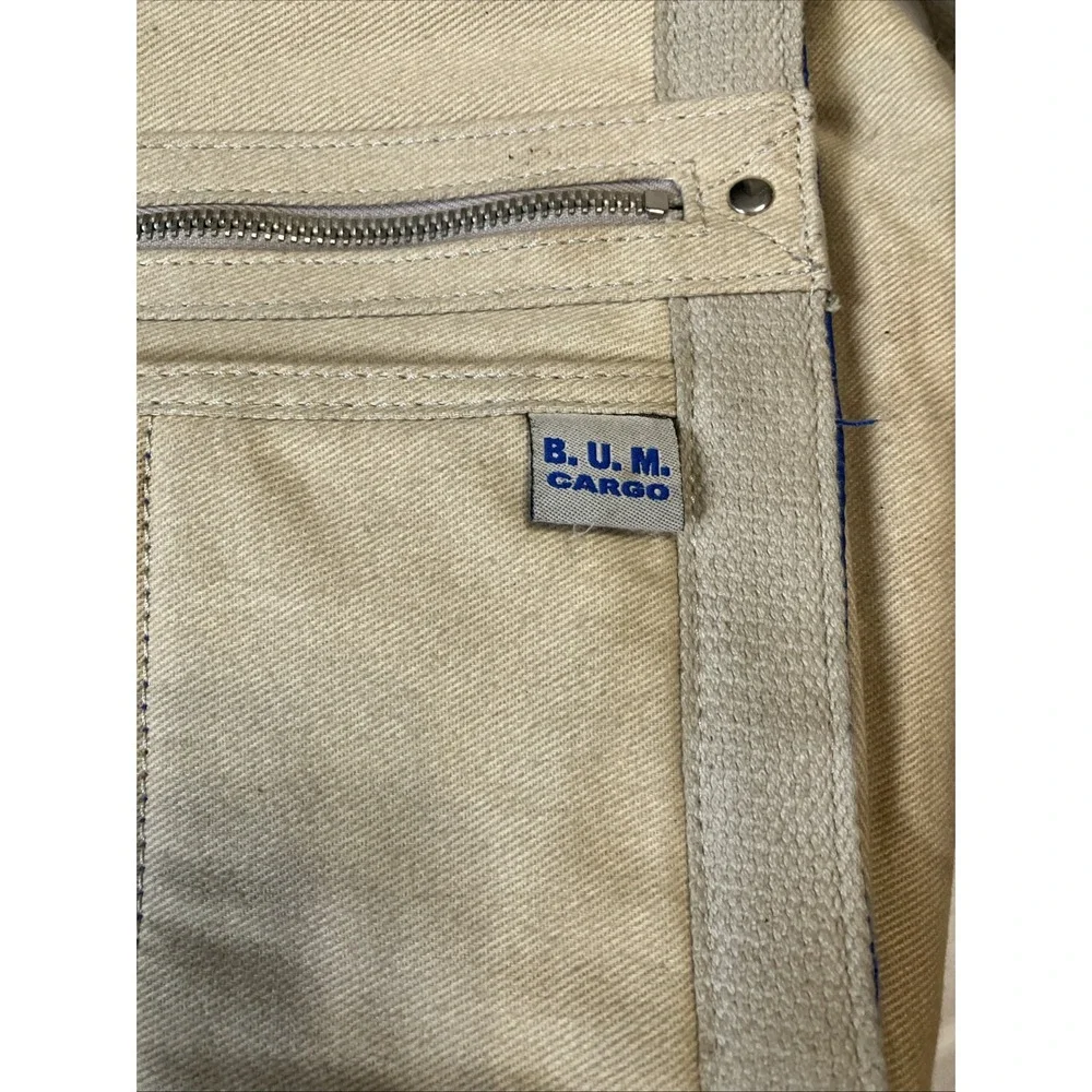 Vintage Y2k Tan Canvas Messenger Bag Cargo Utility Hobo Shoulder Purse BUM Cargo